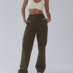 Adanola Green cargo pant, high rise, straight leg
